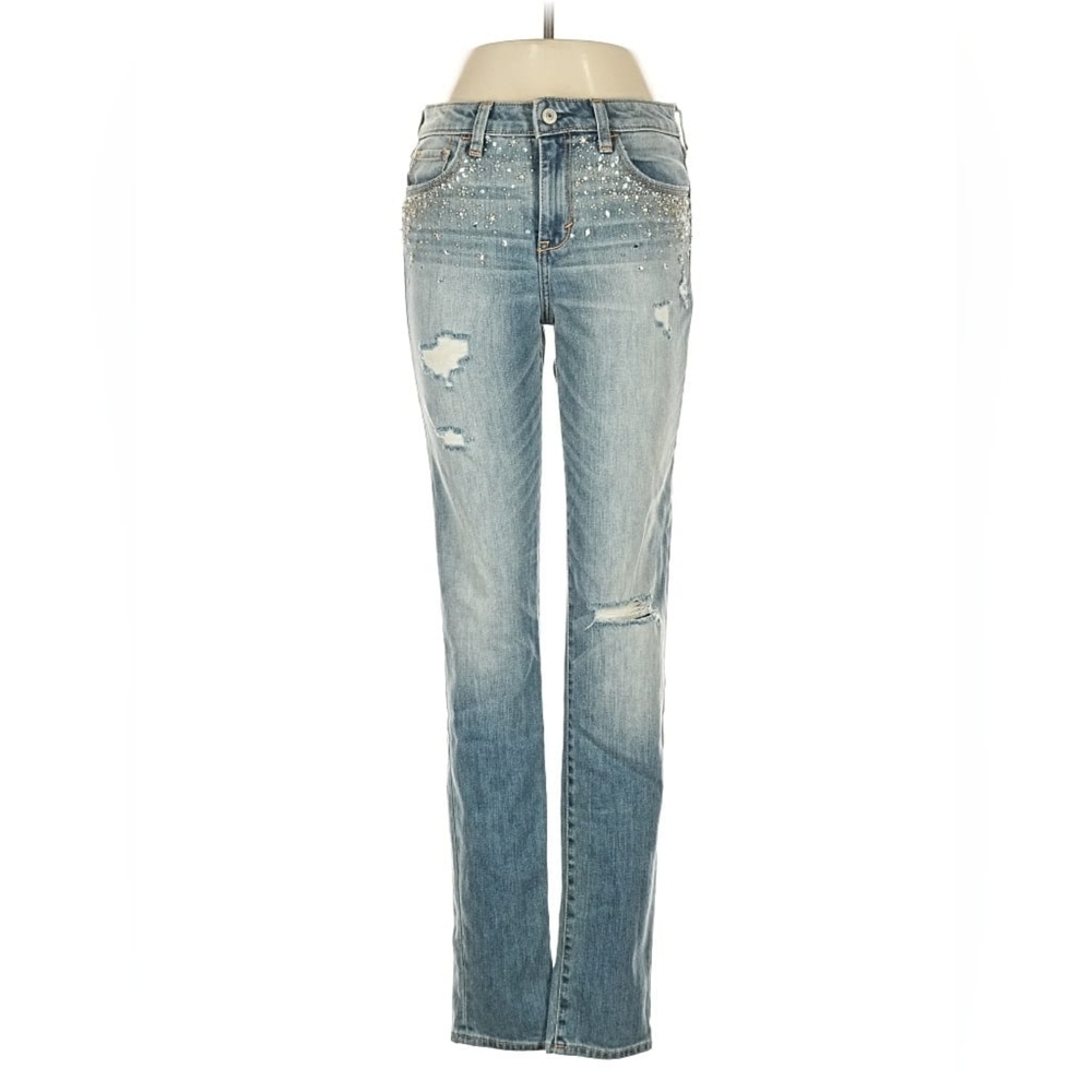 Abercrombie and Fitch Light Wash Bling Studded Skinny Jeans Size 26
